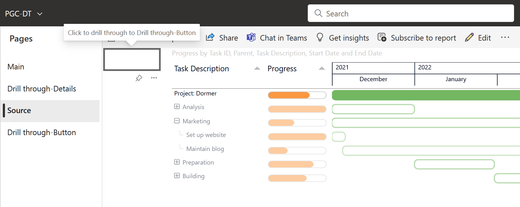 Tutorial Setting up Drill through Power BI Visuals by Nova Silva